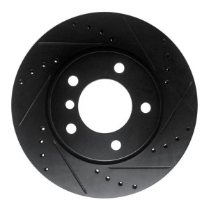 BMW 120i Brake Rotor (1) - Front Right - R1 Concepts - Drilled & Slotted - Black - `05-`07